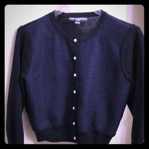 Karl Lagerfeld royal blue crop sweater